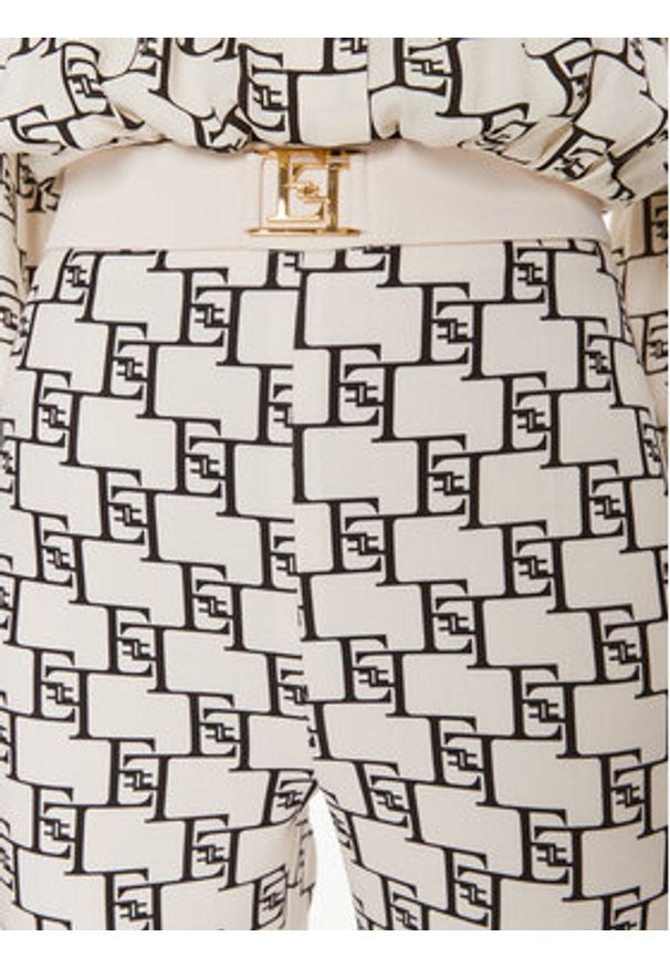 Elisabetta Franchi Spodnie materiałowe PA-S14-41E2-V320 Écru Slim Fit. Materiał: syntetyk