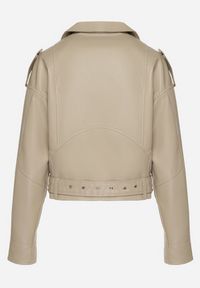 Born2be - Beżowa Kurtka Ramoneska z Klamrami Sesariah. Okazja: na co dzień. Kolor: beżowy. Materiał: jeans. Długość rękawa: krótki rękaw. Długość: krótkie. Sezon: wiosna. Styl: casual, elegancki, rockowy #7