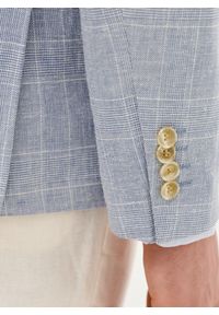 Pako Lorente - PAKO LORENTE – Niebieska marynarka z lnu w kratkę. Okazja: na co dzień. Kolor: niebieski. Materiał: len. Wzór: kratka. Sezon: wiosna. Styl: casual #4