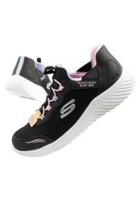 skechers - Buty młodzieżowe dziecięce sportowe Skechers Bounder Slip-ins. Okazja: na spacer, na uczelnię, na co dzień. Kolor: czarny, wielokolorowy. Model: Skechers Sport. Sport: turystyka piesza