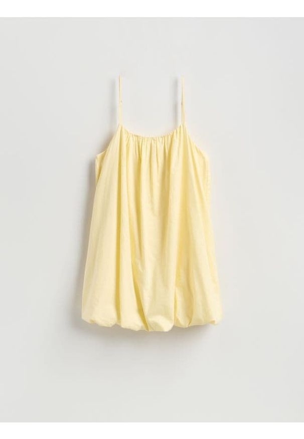 Reserved - Sukienka bombka - jasnożółty. Kolor: żółty. Materiał: bawełna, tkanina. Typ sukienki: bombki
