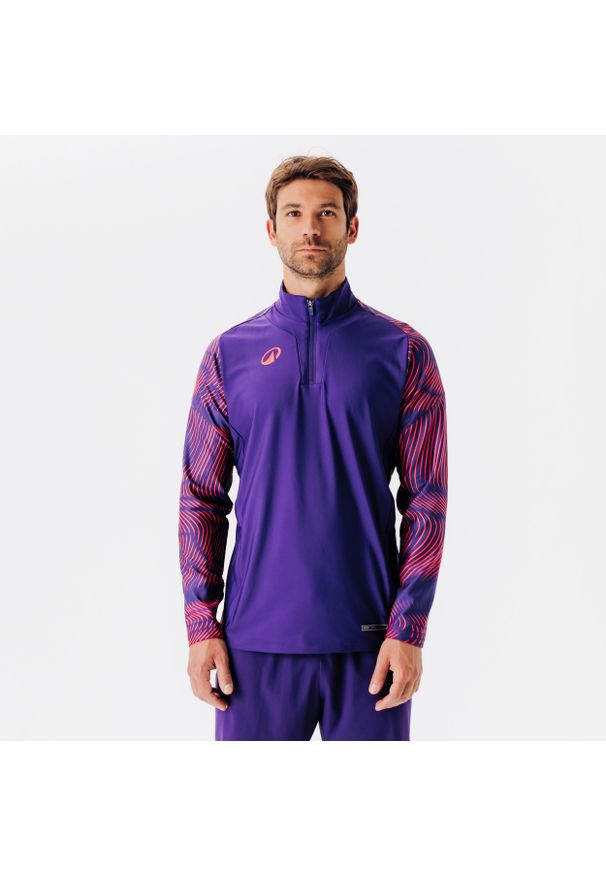 KIPSTA - Bluza piłkarska Kipsta Viralto Wavy Club na krótki suwak. Kolor: fioletowy, wielokolorowy, różowy. Materiał: poliester, materiał, elastan. Długość: krótkie. Sport: piłka nożna