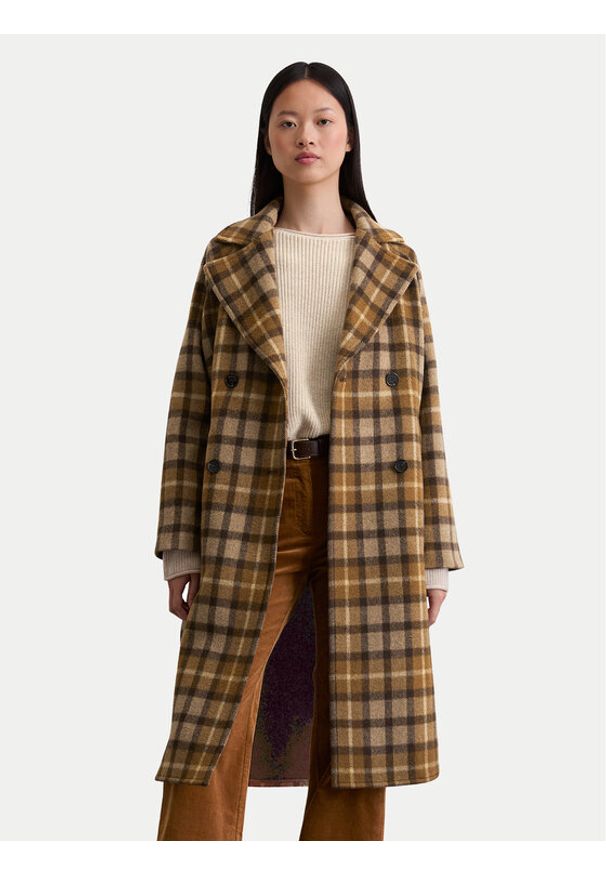 Marc O'Polo Płaszcz wełniany 508 0183 71151 Brązowy Relaxed Fit. Typ kołnierza: polo. Kolor: brązowy. Materiał: wełna