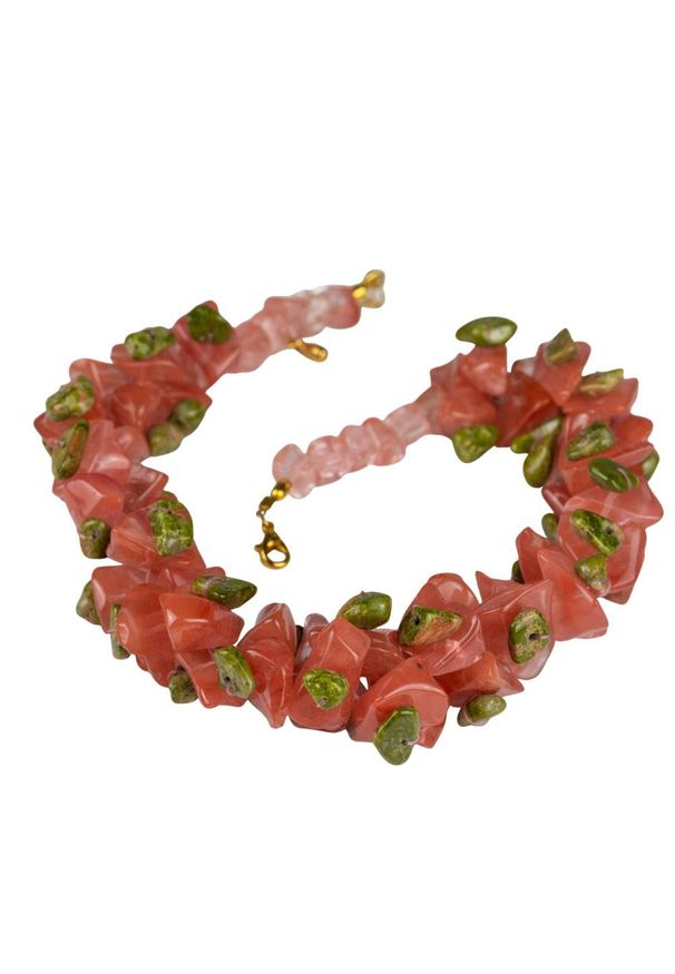 Samba Gems - SAMBA Naszyjnik kwarc cherry. Materiał: z brązu, z mosiądzu, metalowe, pozłacane, złote. Wzór: geometria, aplikacja. Kamień szlachetny: kwarc