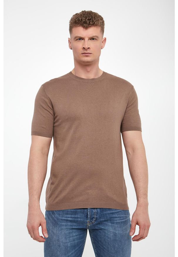Liu Jo - T-shirt męski dzianinowy LIU JO. Materiał: dzianina