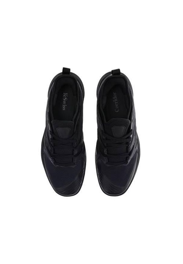 Buty do tenisa męskie K-Swiss Speedtrac X Corridor Allcourt. Zapięcie: sznurówki. Kolor: czarny, wielokolorowy. Materiał: materiał, tkanina, syntetyk. Szerokość cholewki: normalna. Sport: tenis