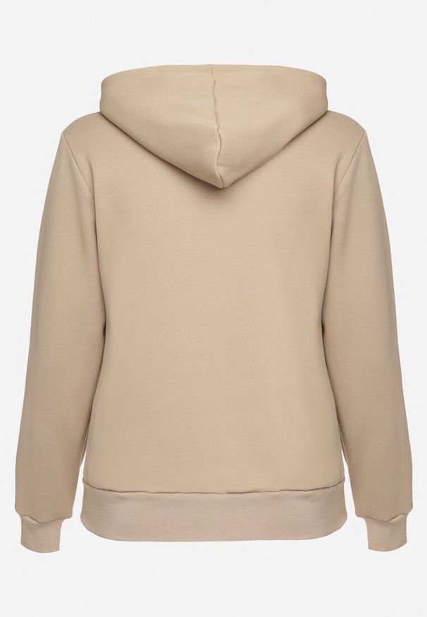 Born2be - Beżowa Rozpinana Bluza z Kapturem i Bawełną Ozdobiona Sznurkami Selinae. Okazja: na co dzień. Typ kołnierza: kaptur. Kolekcja: plus size. Kolor: beżowy. Długość: długie. Wzór: aplikacja. Materiał: bawełna. Długość rękawa: długi rękaw. Styl: klasyczny, elegancki, casual