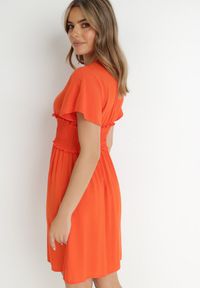 Born2be - Pomarańczowa Sukienka z Wiskozy Gulpari. Kolor: pomarańczowy. Materiał: wiskoza. Długość: mini #3