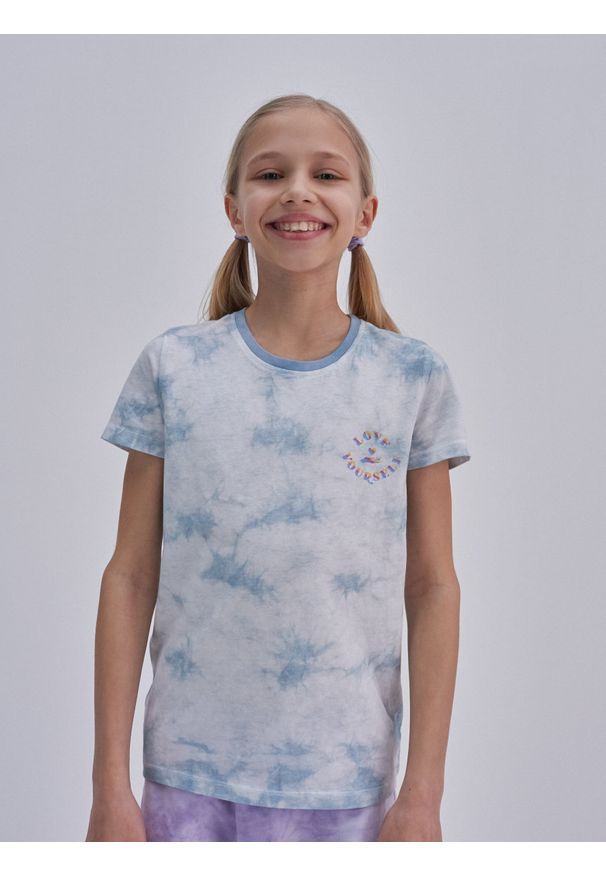 Big-Star - Koszulka dziewczęca tie-dye niebieska Lotka 400. Kolor: niebieski. Materiał: bawełna, dzianina. Styl: klasyczny, elegancki, sportowy