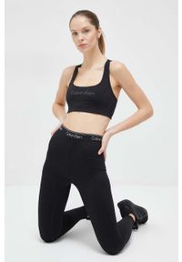 Calvin Klein Performance legginsy treningowe CK Athletic kolor czarny gładkie. Stan: podwyższony. Kolor: czarny. Materiał: skóra. Wzór: gładki #2
