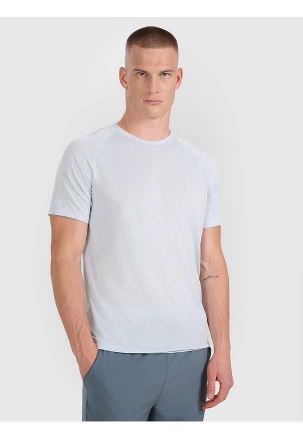 4f - 4F Koszulka do biegania szybkoschnąca męska - granatowa M. Kolor: niebieski. Materiał: włókno, skóra, materiał. Długość: krótkie