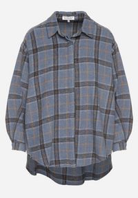 Born2be - Niebieska Koszula Oversize w Kratę z Przedłużonym Tyłem Sulicella. Okazja: na co dzień. Typ kołnierza: kołnierzyk klasyczny. Kolor: niebieski. Materiał: jeans, dzianina. Długość rękawa: długi rękaw. Długość: długie. Styl: klasyczny, casual #5