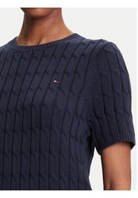 TOMMY HILFIGER - Tommy Hilfiger Sweter WW0WW45656 Granatowy Regular Fit. Kolor: niebieski. Materiał: bawełna #4