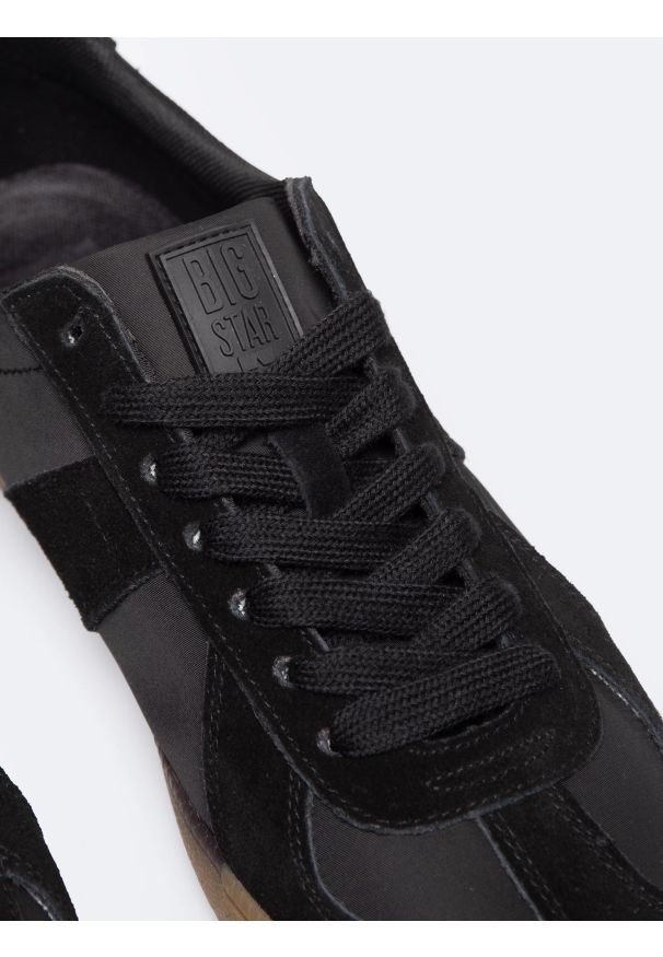 Big-Star - Sneakersy męskie ze skóry naturalnej czarne RR174038 906. Okazja: na co dzień. Zapięcie: sznurówki. Kolor: czarny. Materiał: skóra. Szerokość cholewki: normalna