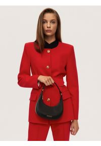 Kazar - Czarna skórzana torebka w kształcie półksiężyca. Kolor: czarny. Materiał: skórzane. Rozmiar: małe. Rodzaj torebki: na ramię #9