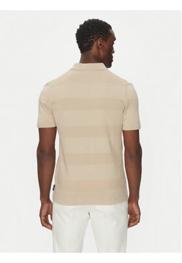 Hechter Paris Polo 65009 151808 Beżowy Regular Fit. Typ kołnierza: polo. Kolor: beżowy. Materiał: bawełna