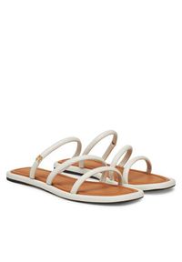 TOMMY HILFIGER - Tommy Hilfiger Klapki Strappy Leather Mule FW0FW08939 Biały. Kolor: biały. Materiał: skóra #5