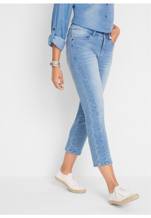 bonprix - Miękkie dżinsy 7/8. Kolor: niebieski