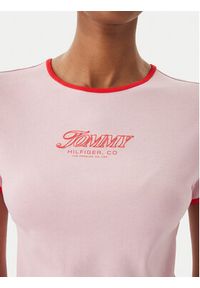 TOMMY HILFIGER - Tommy Hilfiger T-Shirt Logo Graphic Ringer WW0WW49245 Różowy jasny Slim Fit. Kolor: różowy. Materiał: bawełna #5