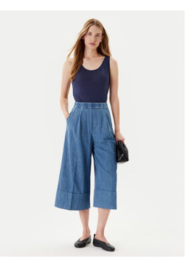 United Colors of Benetton - United Colors Of Benetton Top 37UJE8398 Granatowy Regular Fit. Kolor: niebieski. Materiał: len