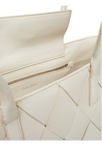 Calvin Klein Torebka Ck Woven Medium Shopper K60K612994 Biały. Kolor: biały. Materiał: skórzane #4