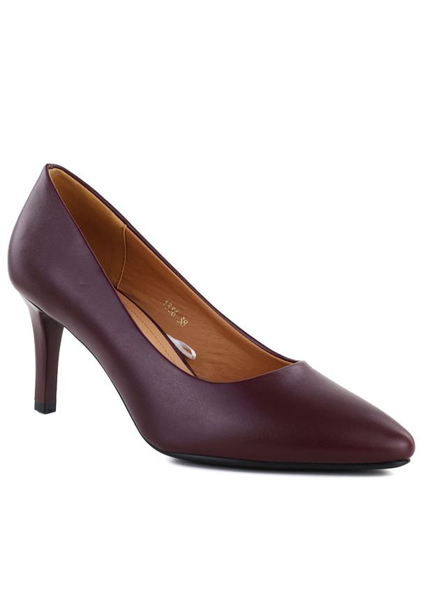 Szpilki czółenka damskie bordowe szpic Sergio Leone 1336. Kolor: czerwony. Materiał: skóra ekologiczna. Obcas: na szpilce