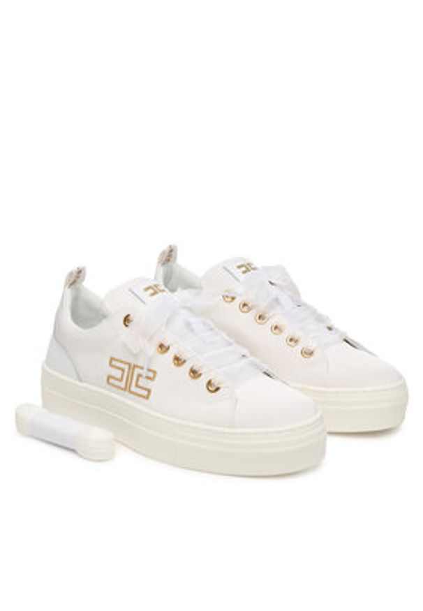Elisabetta Franchi Sneakersy F4A9-E0528-1256 D Biały. Kolor: biały. Materiał: skóra