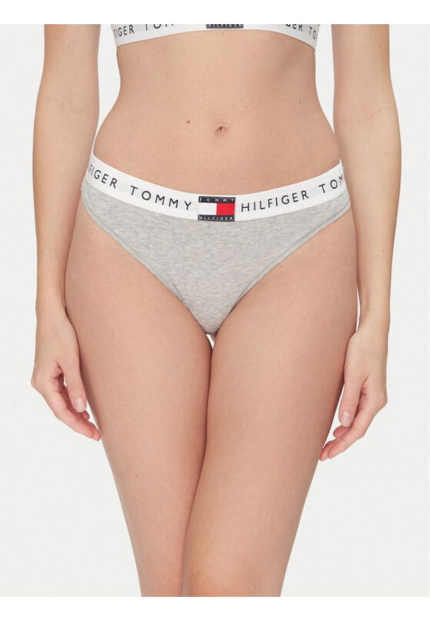TOMMY HILFIGER - Tommy Hilfiger Stringi UW0UW06039 Szary. Kolor: szary. Materiał: bawełna