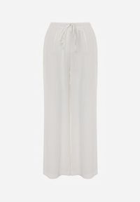 Renee - Białe Spodnie Wide Leg High Waist z Wiskozy Terilinae. Okazja: na co dzień. Stan: podwyższony. Kolor: biały. Materiał: wiskoza. Wzór: haft. Styl: casual #5