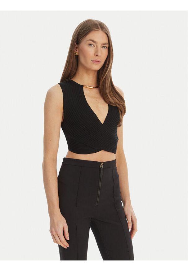 Elisabetta Franchi Top TK-76S-61E2-V250 Czarny Regular Fit. Kolor: czarny. Materiał: wiskoza