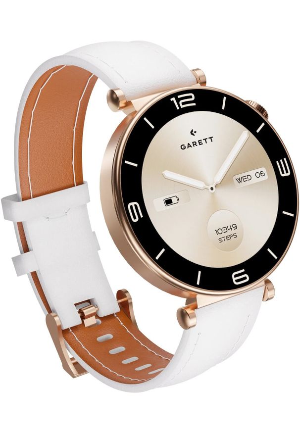 GARETT - Garett Rose Różowe Złoto-stalowy. Rodzaj zegarka: smartwatch. Kolor: złoty, szary, różowy, wielokolorowy. Materiał: skóra. Styl: casual, sportowy, elegancki