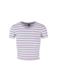 Urban Classics - T-shirt Damski W Paski Krótka. Kolor: biały, wielokolorowy, różowy, fioletowy. Długość: krótkie. Wzór: paski