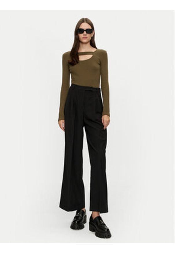 Brave Soul Bluzka LLT-248NALA Khaki Slim Fit. Kolor: brązowy. Materiał: bawełna