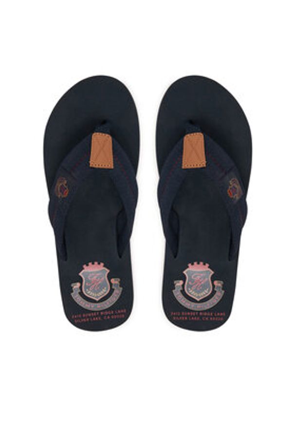 TOMMY HILFIGER - Tommy Hilfiger Japonki Patch Hilfiger Beach Sandal FM0FM05804 Granatowy. Kolor: niebieski. Materiał: materiał