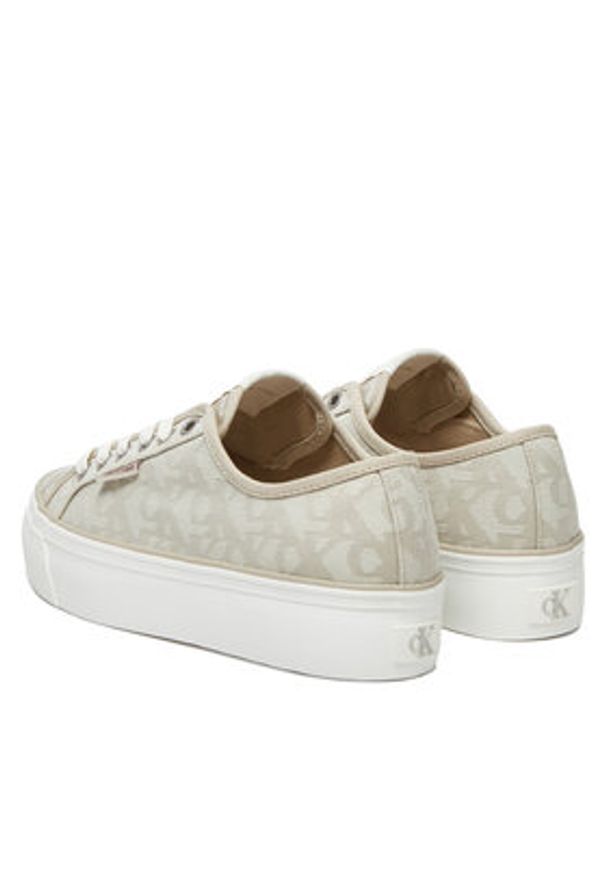 Calvin Klein Jeans Sneakersy Vulc Flatf Jacquard Aop YW0YW01965 Beżowy. Kolor: beżowy. Materiał: materiał