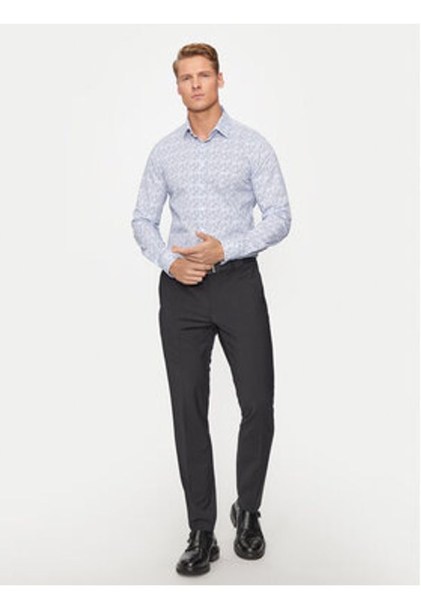 Calvin Klein Koszula Floral K10K113175 Niebieski Slim Fit. Kolor: niebieski. Materiał: bawełna