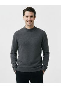 Półgolf Popielaty Melanżowy, Bawełniany, Prosty Krój, Klasyczny, Męski -Brave Soul. Kolor: szary. Materiał: bawełna. Wzór: melanż. Sezon: zima, jesień. Styl: klasyczny #3