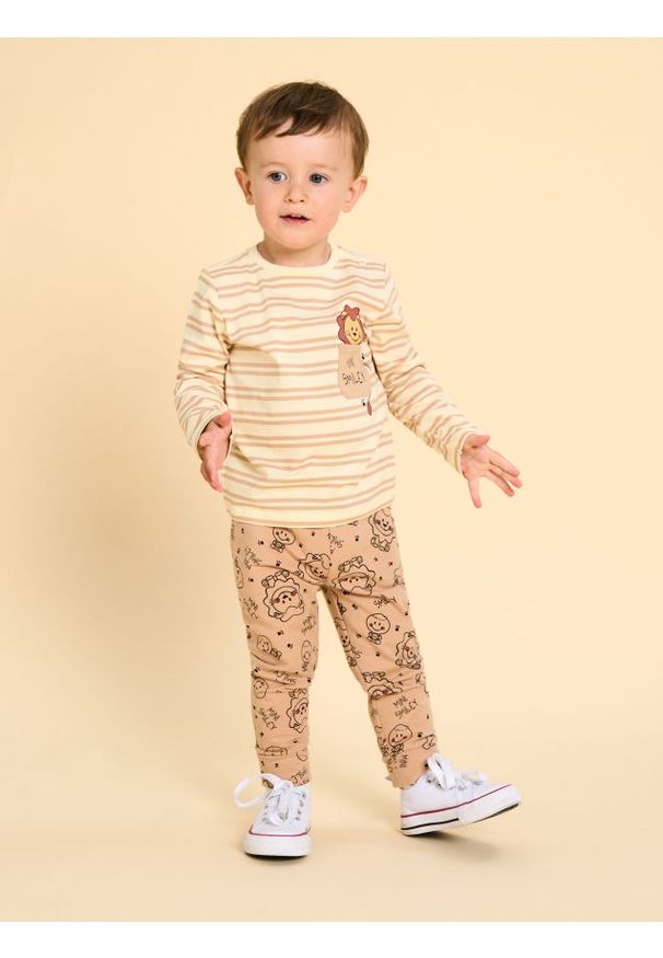 Sinsay - Legginsy frotte z motywem zwierzęcym - brązowy. Kolor: brązowy. Wzór: motyw zwierzęcy
