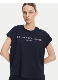 TOMMY HILFIGER - Tommy Hilfiger T-Shirt WW0WW46113 Granatowy Regular Fit. Kolor: niebieski. Materiał: bawełna #4