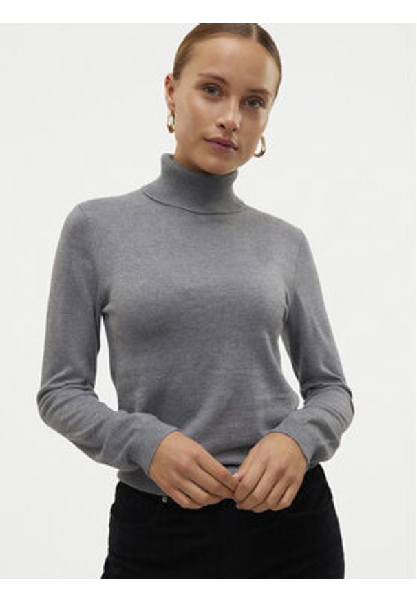 Vero Moda Golf Iris 10320450 Szary Slim Fit. Typ kołnierza: golf. Kolor: szary. Materiał: syntetyk