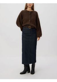 Reserved - Jeansowa spódnica midi - granatowy. Kolor: niebieski. Materiał: jeans #1