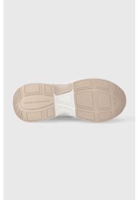 TOMMY HILFIGER - Tommy Hilfiger sneakersy skórzane CHUNKY QUILTED MONO RUNNER kolor beżowy FW0FW07646. Nosek buta: okrągły. Zapięcie: sznurówki. Kolor: beżowy. Materiał: skóra. Obcas: na platformie #2