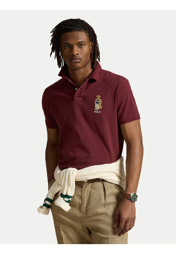 Polo Ralph Lauren Polo 710973159001 Bordowy Custom Slim Fit. Typ kołnierza: polo. Kolor: czerwony. Materiał: bawełna