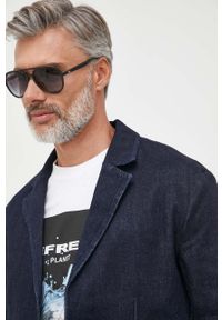 Sisley marynarka jeansowa kolor granatowy. Kolor: niebieski. Materiał: jeans. Wzór: aplikacja. Styl: klasyczny #5