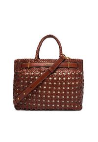 TOMMY HILFIGER - Tommy Hilfiger Torebka American Icon Mini Tote Braided AW0AW18734 Brązowy. Kolor: brązowy. Materiał: skórzane #4