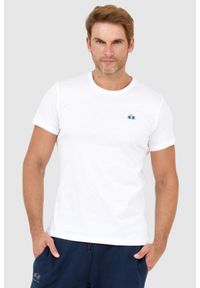 La Martina - LA MARTINA Biały t-shirt męski z wyszywanym logo. Kolor: biały. Materiał: jersey