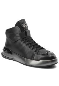 Czarne Sneakersy John Doubare Męskie Skórzane Buty. Okazja: na co dzień. Zapięcie: pasek. Kolor: czarny. Materiał: skóra. Wzór: aplikacja