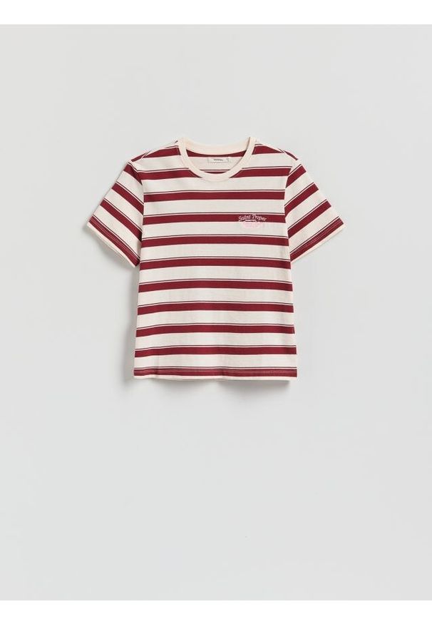 Reserved - T-shirt z haftem - inny. Materiał: bawełna. Wzór: haft