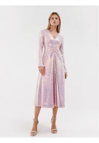 ROTATE Sukienka koktajlowa Sequin Midi 1113722208 Różowy Regular Fit. Kolor: różowy. Materiał: syntetyk. Styl: wizytowy. Długość: midi #1