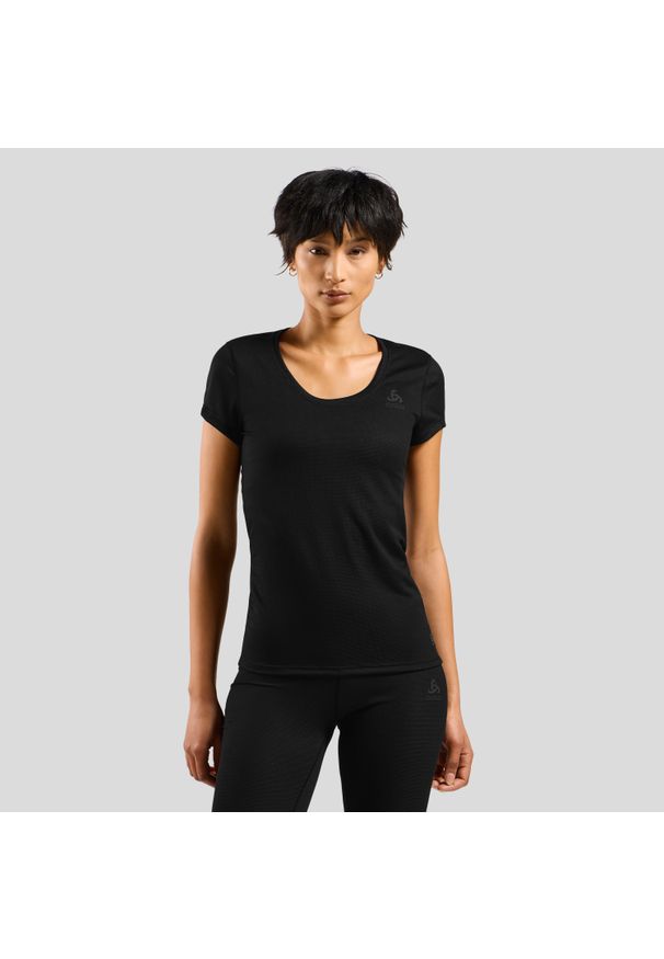 Koszulka damska Odlo BL TOP crew neck s/s ACTIVE F-DRY LIGHT. Kolor: czarny, szary, wielokolorowy